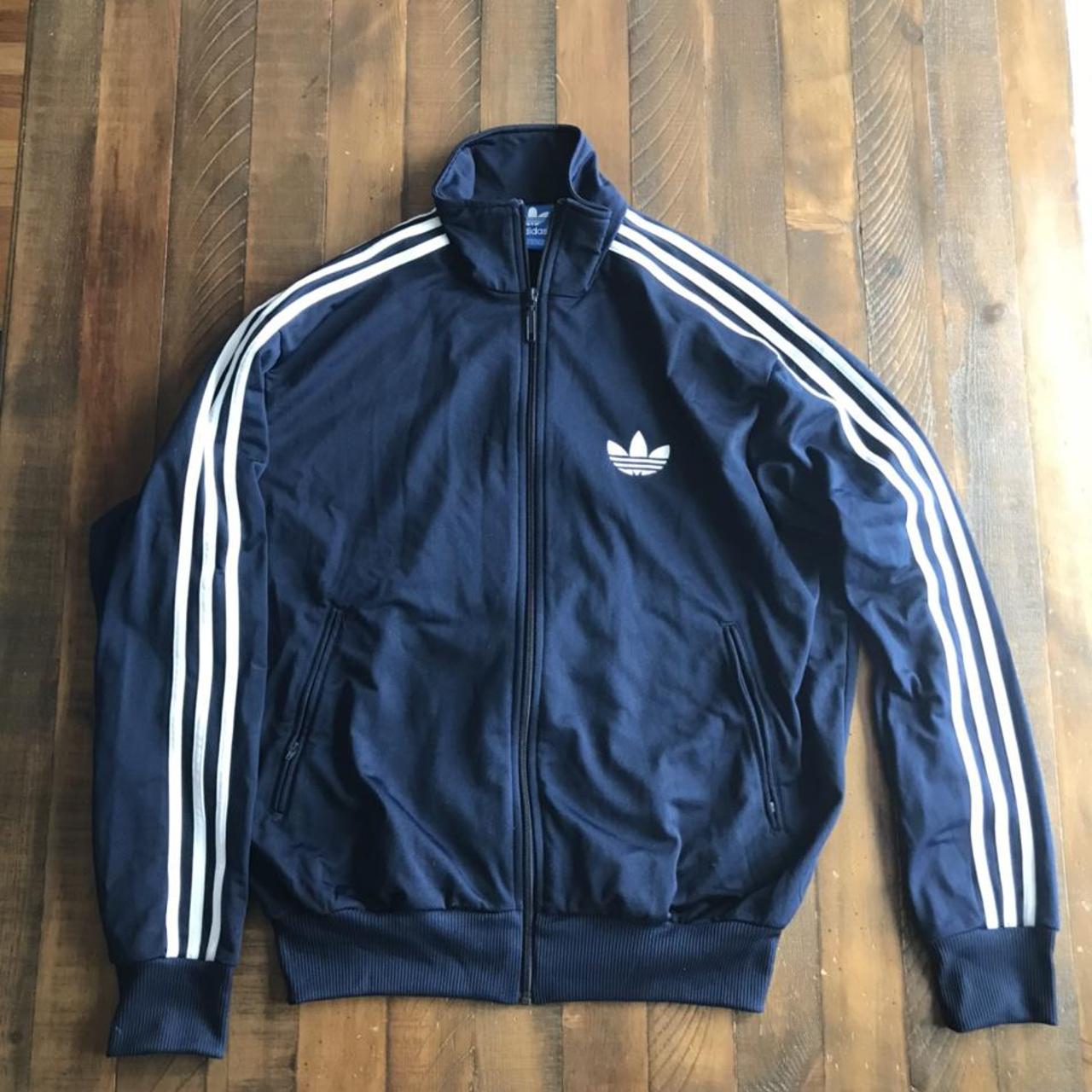 Adidas Classic Track Jacket In Navy. Size Large. - Depop