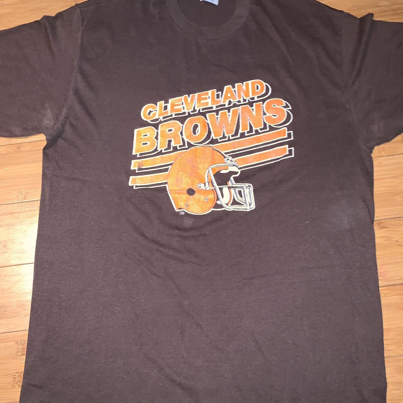 Vintage 2000s Cleveland Browns Logo Brown T Shirt In - Depop