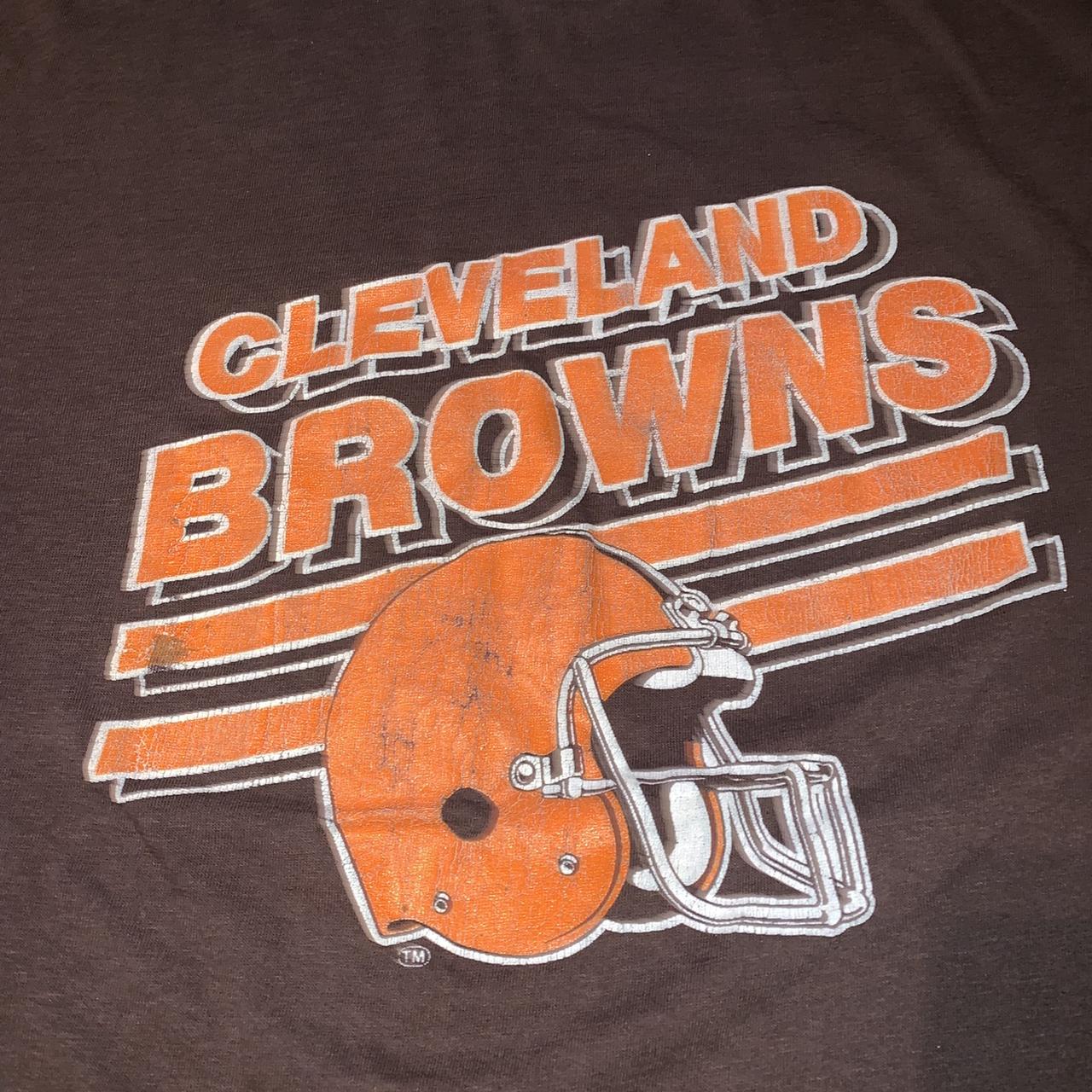 Vintage 2000s Cleveland Browns Logo Brown T Shirt In - Depop