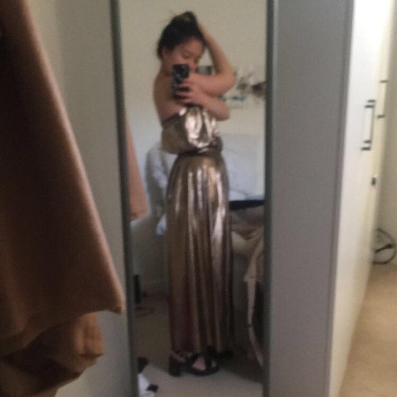 urban outfitters strapless satin flowy jumpsuit in - Depop