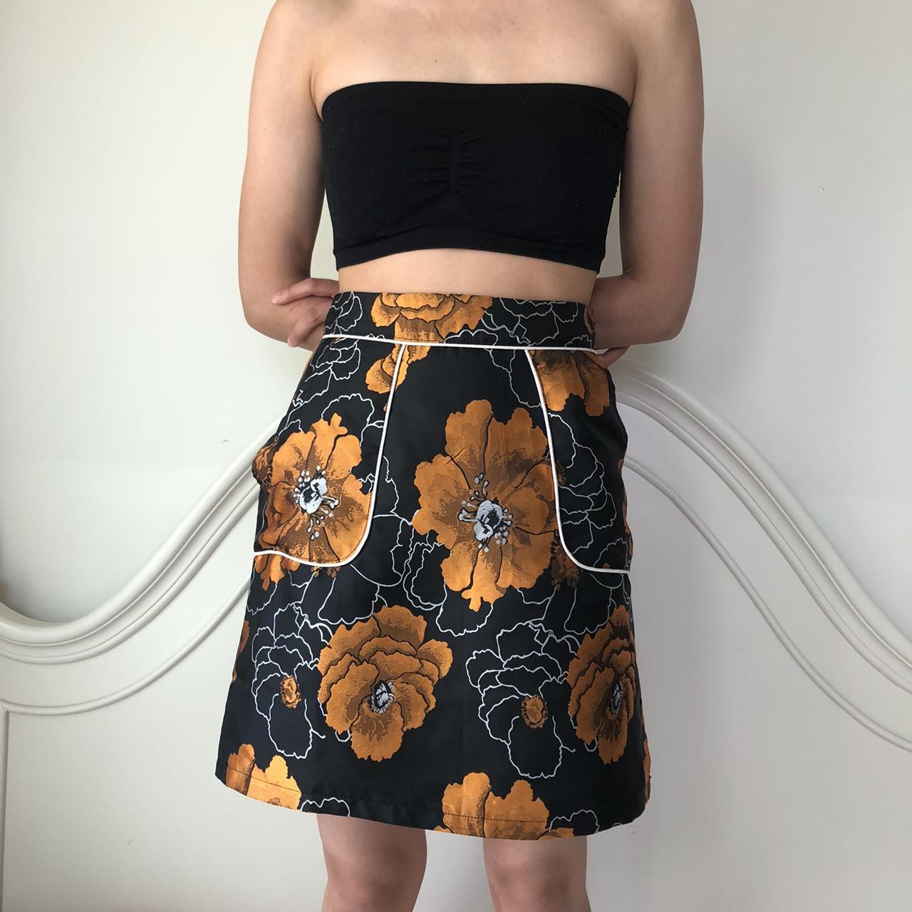 gorgeous orange and black jacquard skirt,