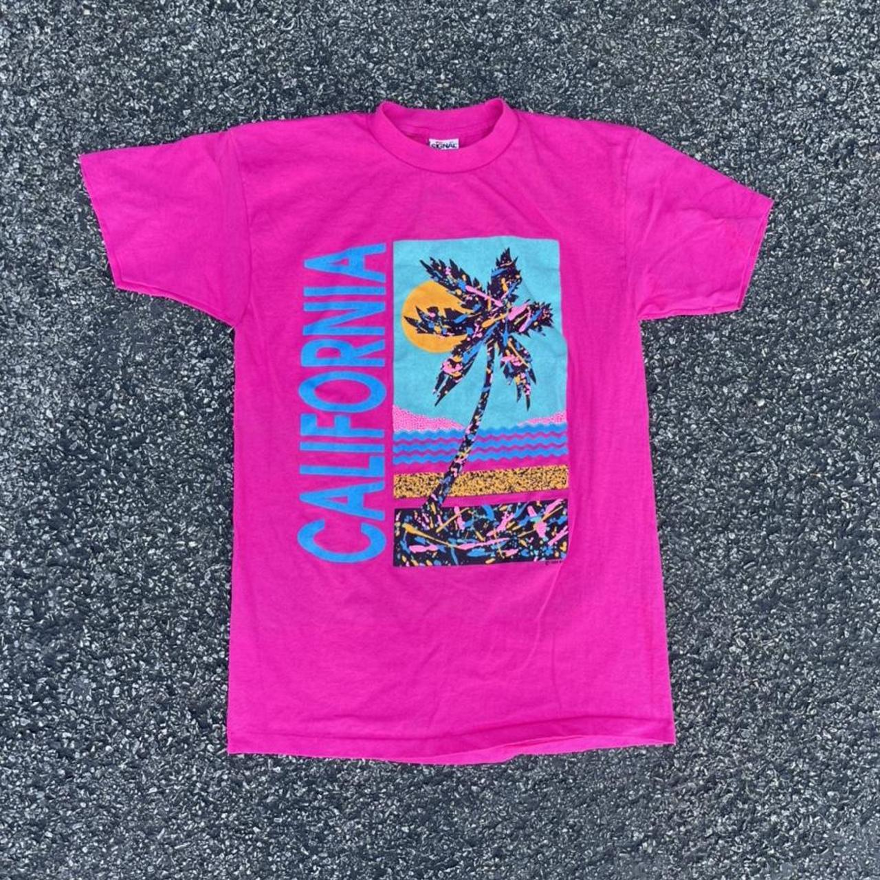 Vintage 80s California pink t shirt Good overall... - Depop