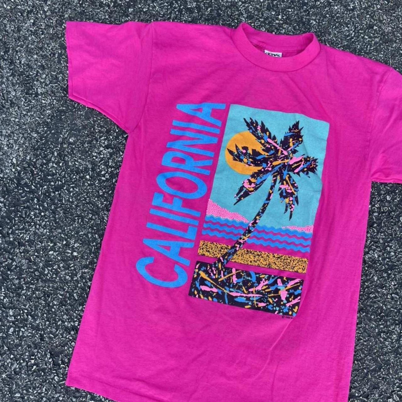 Vintage 80s California pink t shirt Good overall... - Depop