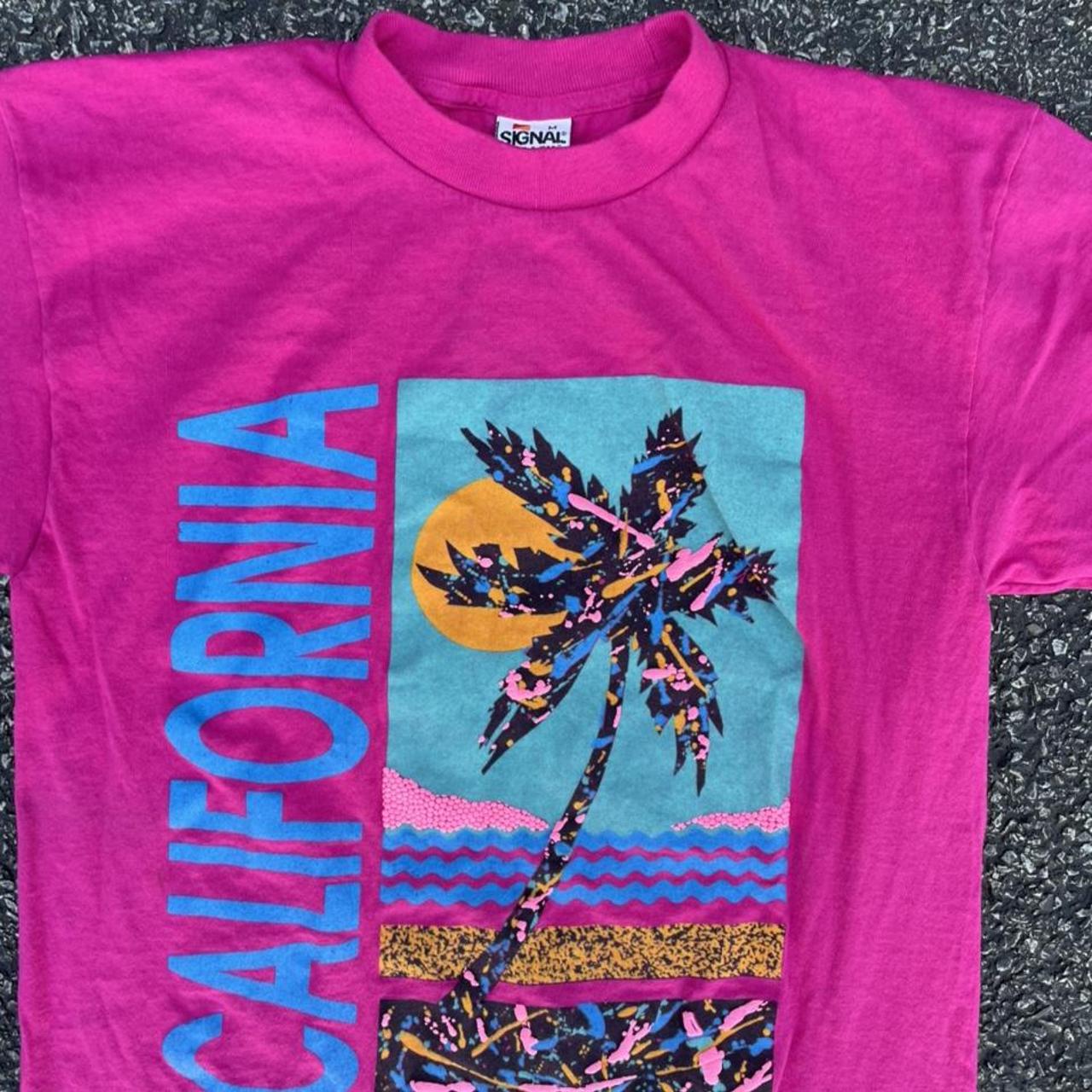 Vintage 80s California pink t shirt Good overall... - Depop