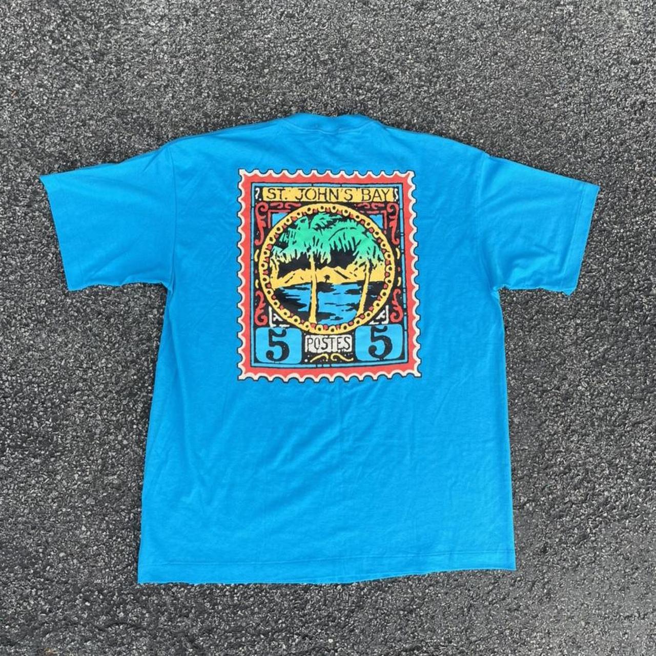 Vintage 90s blue palm tree graphic t shirt Good... - Depop