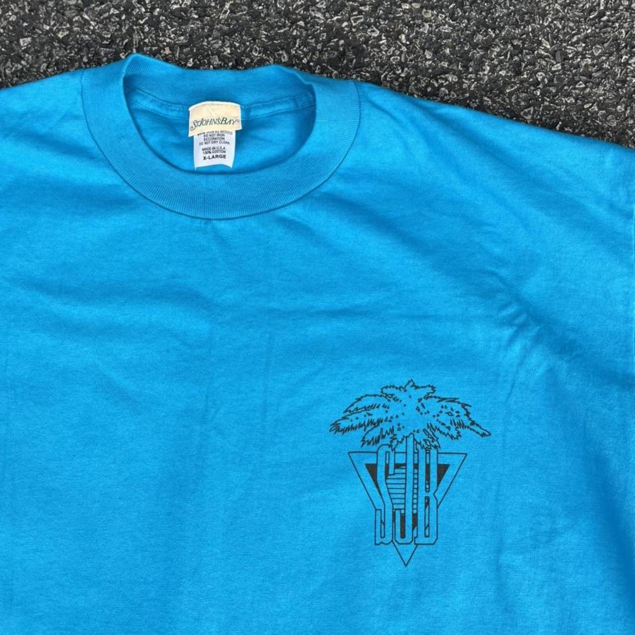 Vintage 90s blue palm tree graphic t shirt Good... - Depop