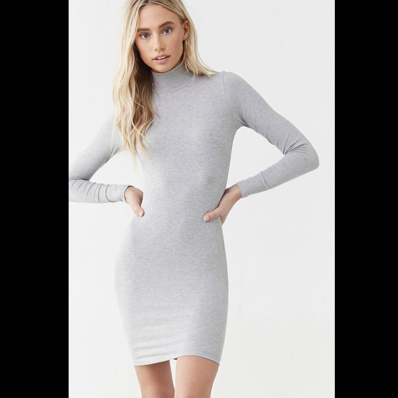 FOREVER 21 Ribbed KNIT Sweater Dress GREY LONG... Depop