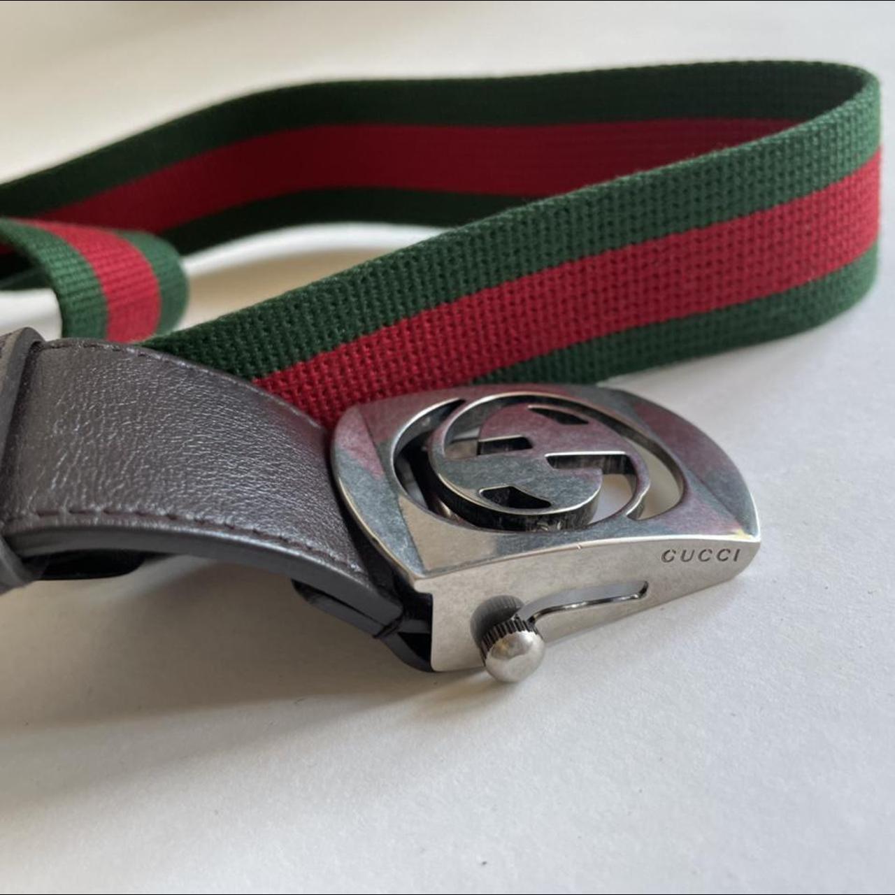 Authentic Gucci Striped Belt. Condition 9.5/10 due... - Depop