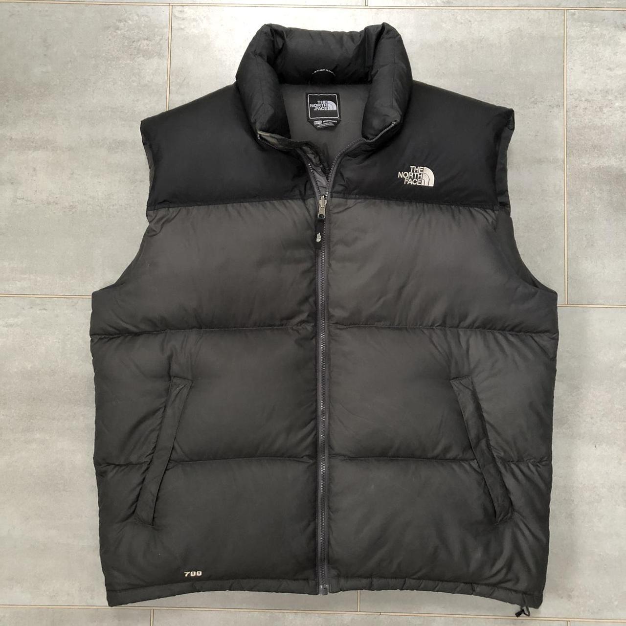 The North Face Grey/Black Nuptse Gilet 700 Down... - Depop