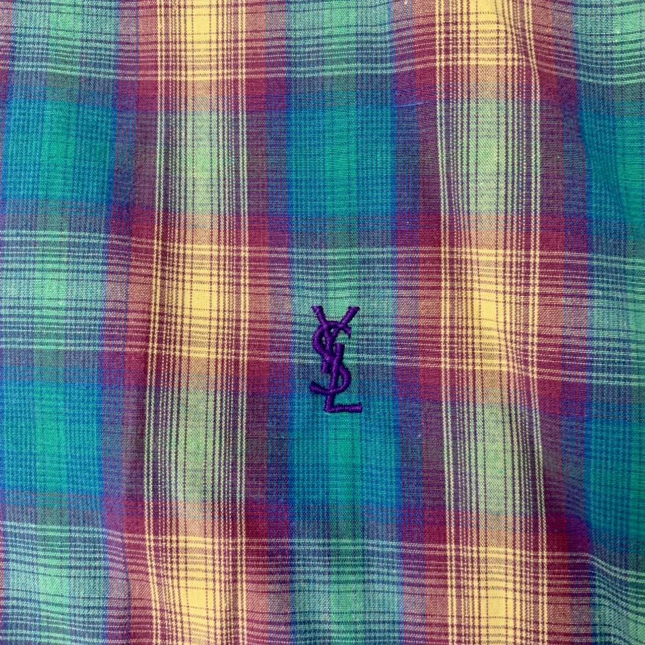 Yves Saint Laurent YSL 90s rainbow vintage flannel ... - Depop