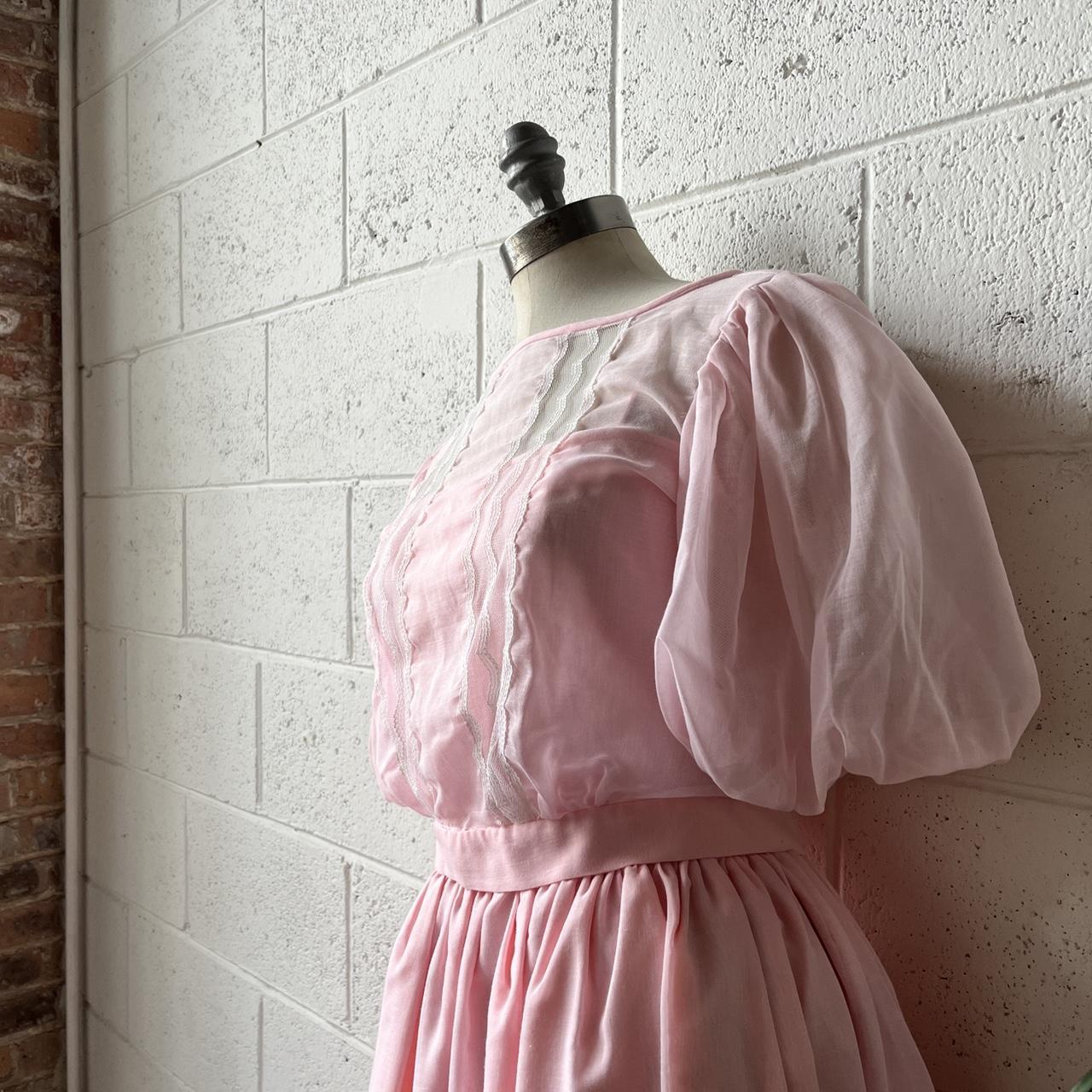 70s HOUSE OF BIANCHI Pastel Pink White 2pc Dress Depop