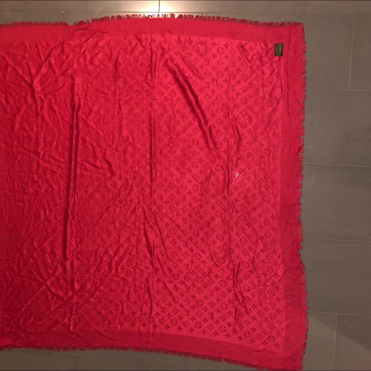 Louis Vuitton Scarf in Red 100% Authentic Worn - Depop