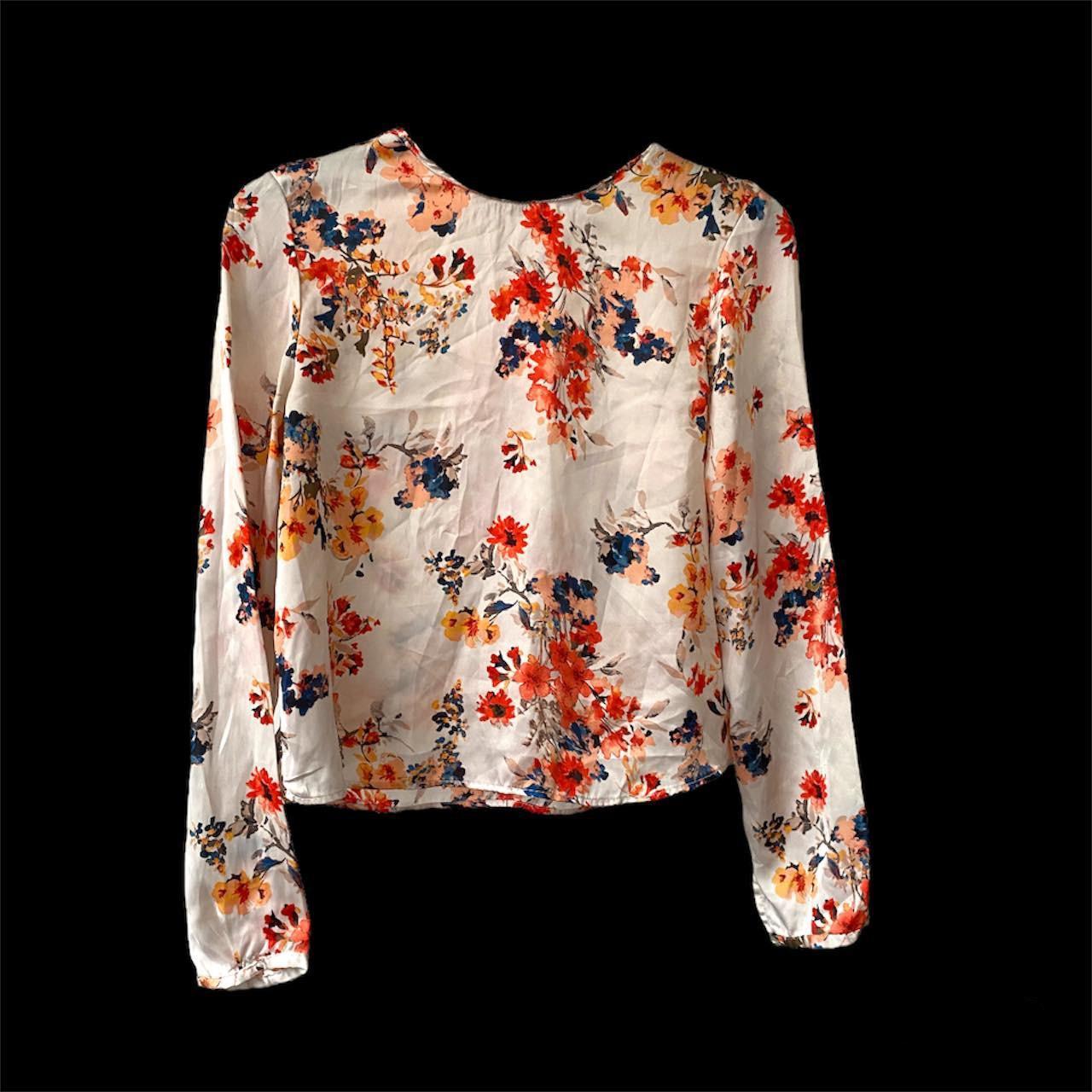 Beautiful Zara satin floral blouse #satin #blouse... - Depop