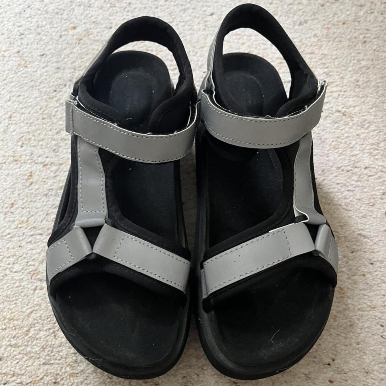 Women's Black and Grey Sandals Depop