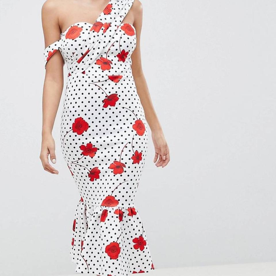 Asos red sale polka dot dress