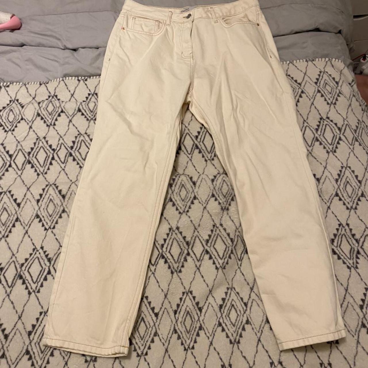 Next straight leg high rise cream jeans. Size 14... Depop