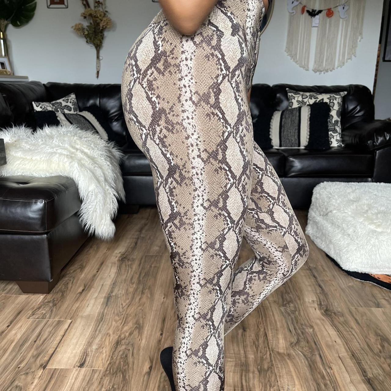 Snake Skin Print Leggings Depop