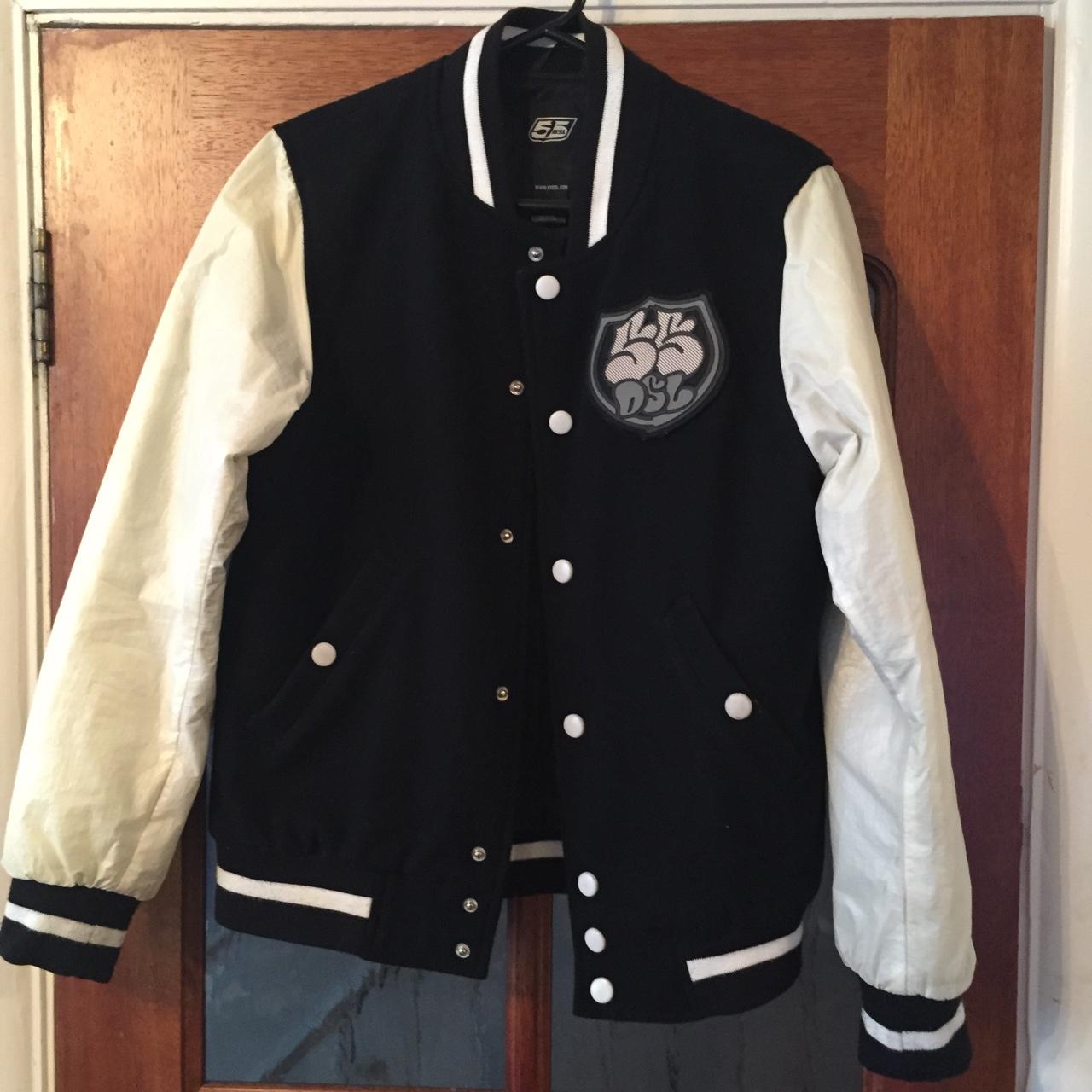 55DSL Diesel varsity jacket, size small, black and... - Depop