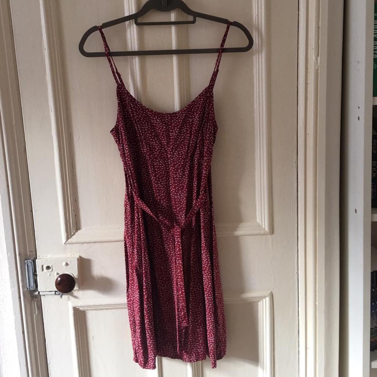 Brandy melville red floral Colleen dress with ties.... - Depop