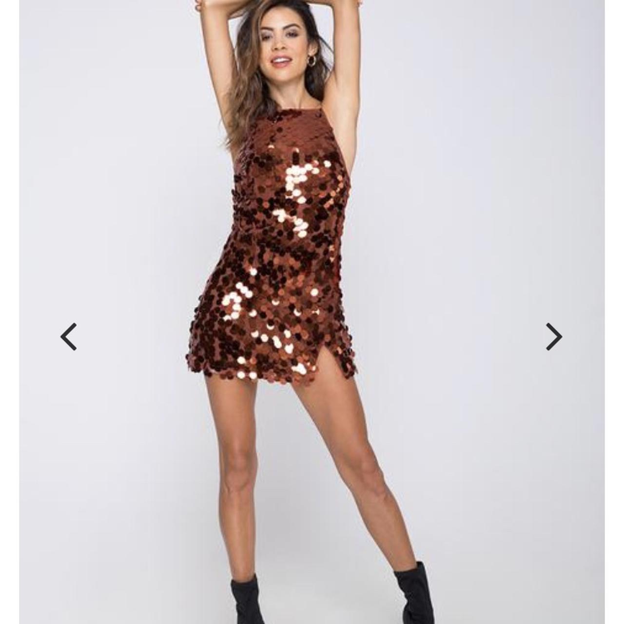 Motel rocks sequin Corine dress in Rust. Size XS Depop