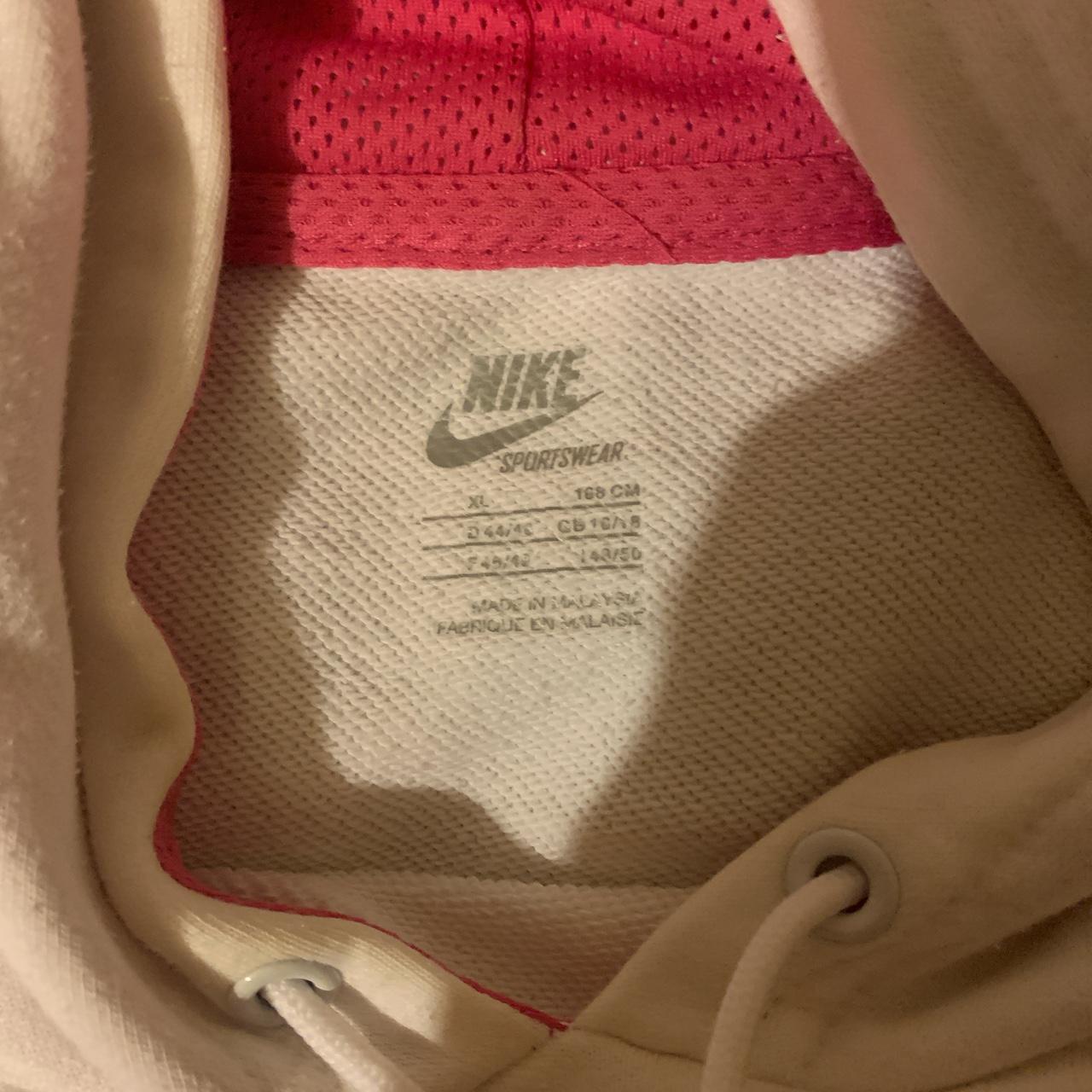 Pink purple and blue Nike logo white hoodie. Says... - Depop