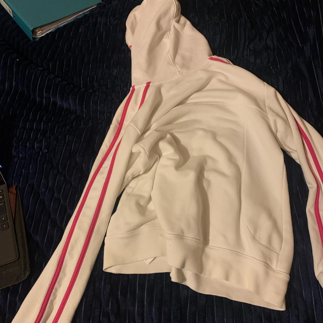 Pink purple and blue Nike logo white hoodie. Says... - Depop