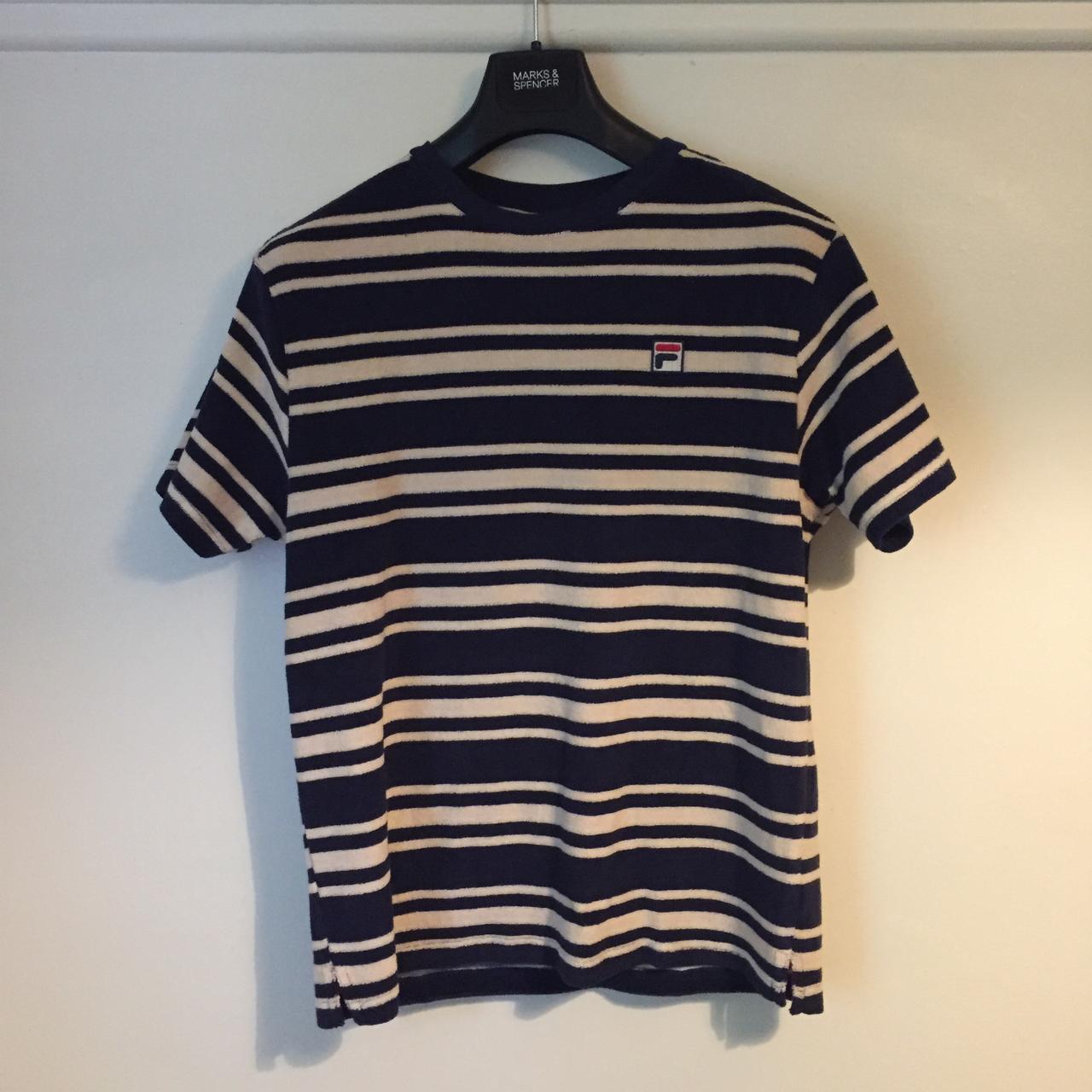 FILA Vintage Alexandro Towelling T-Shirt Navy Depop - Main Image