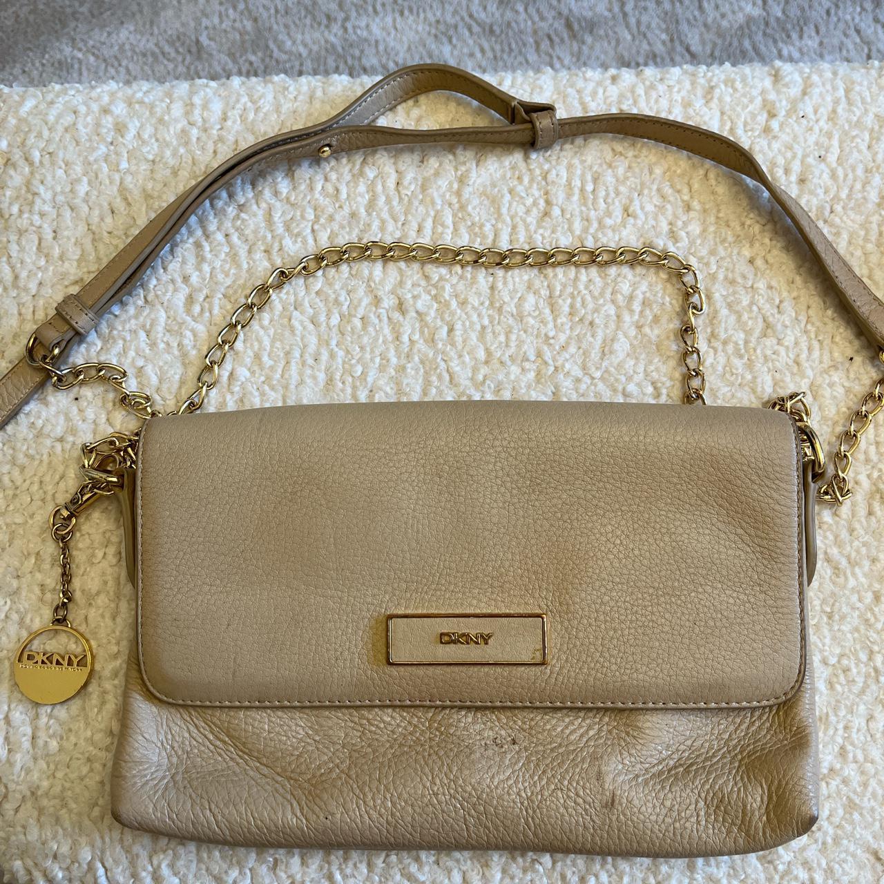 DKNY Beige Dun Leather Shoulder Bag 