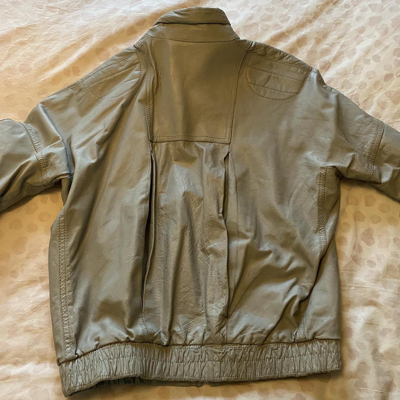 Grey faux leather jacket Oversized Bought at a... - Depop