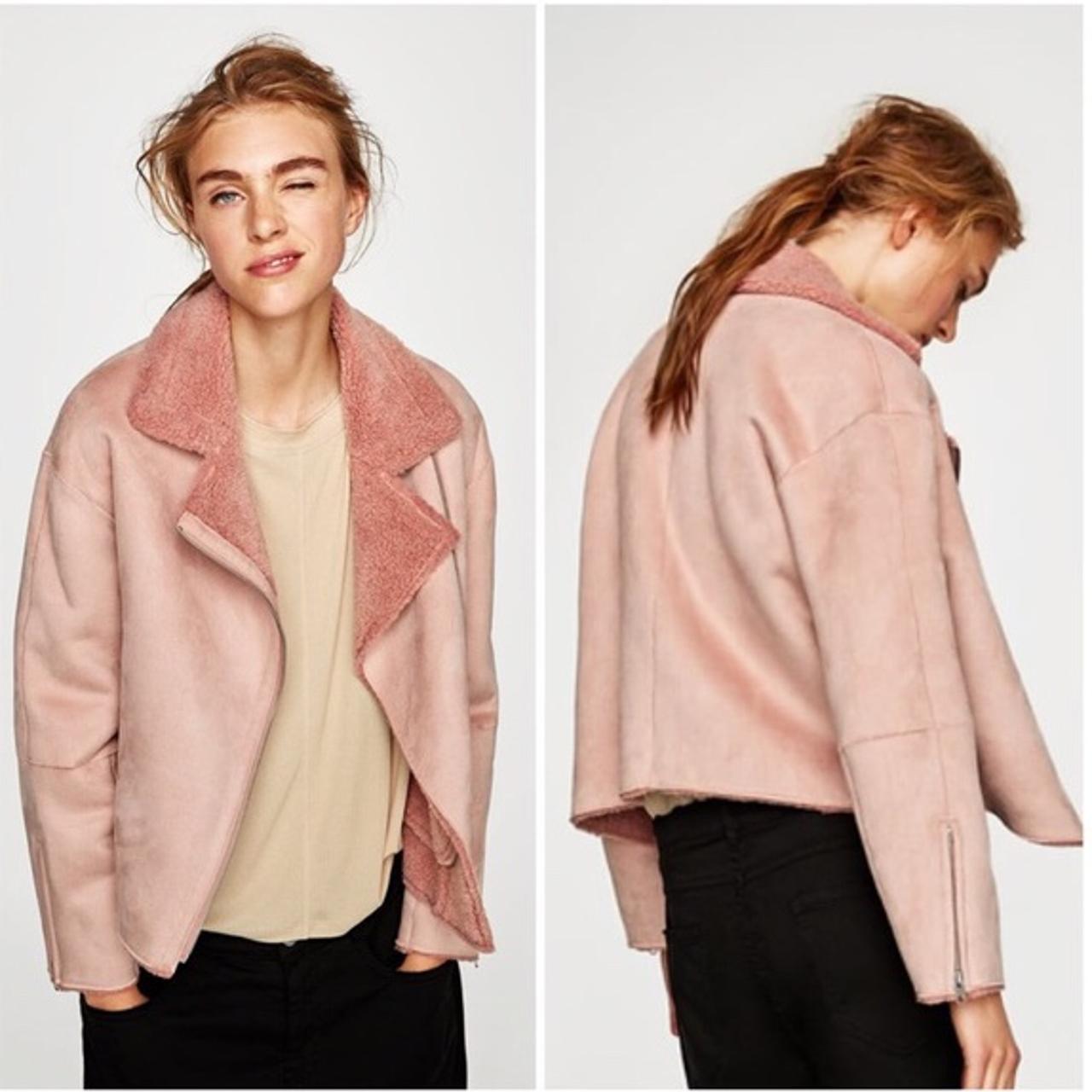 Pink suede jacket zara online