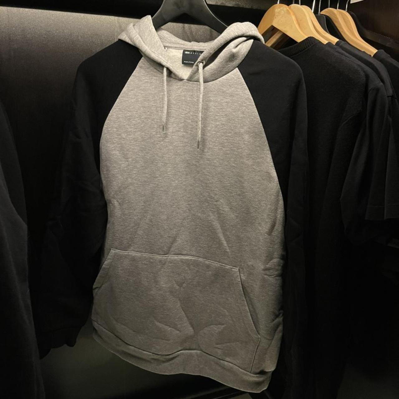 ASOS Grey/Black Hoodie Size Medium Depop