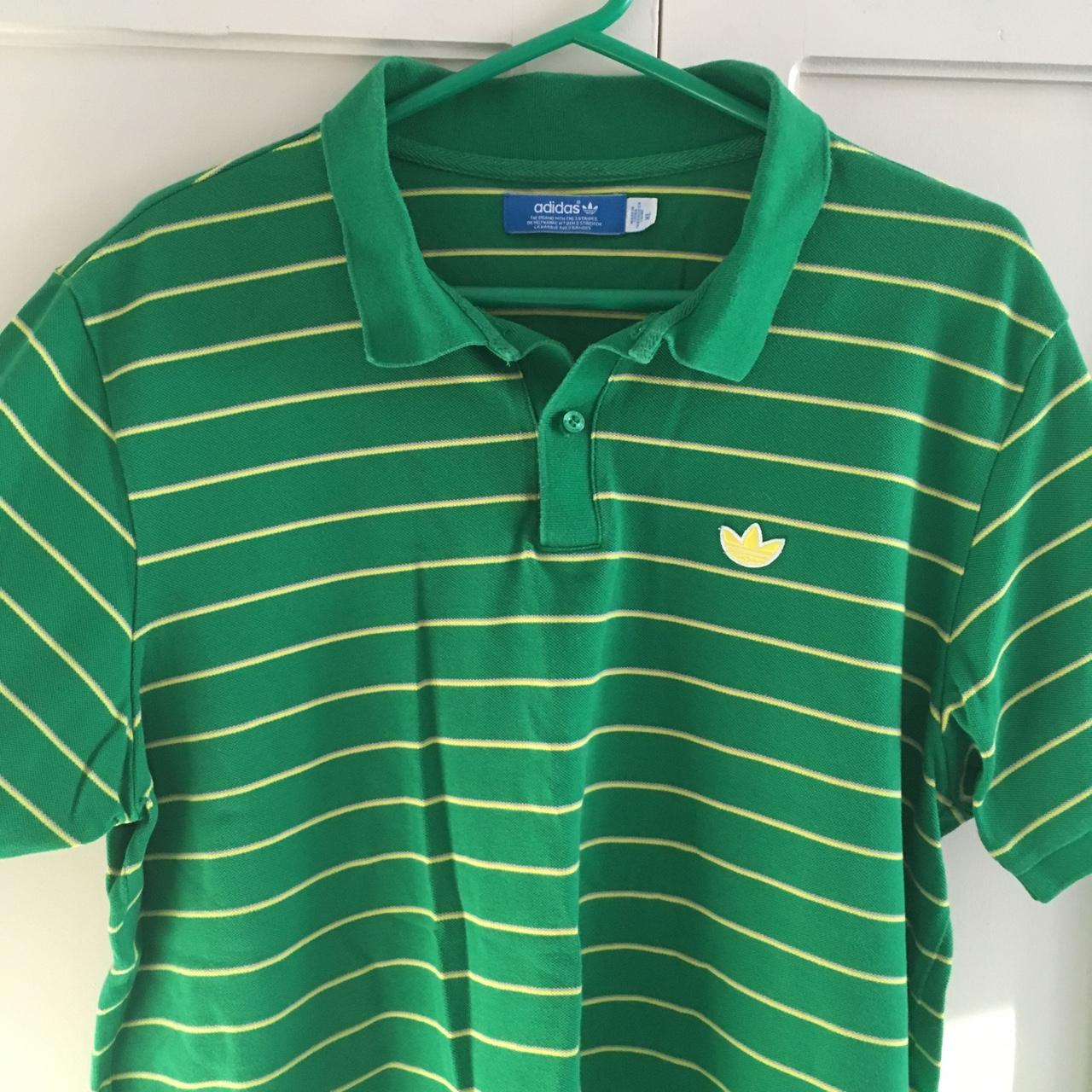 Adidas Originals polo green yellow grey Size XL but