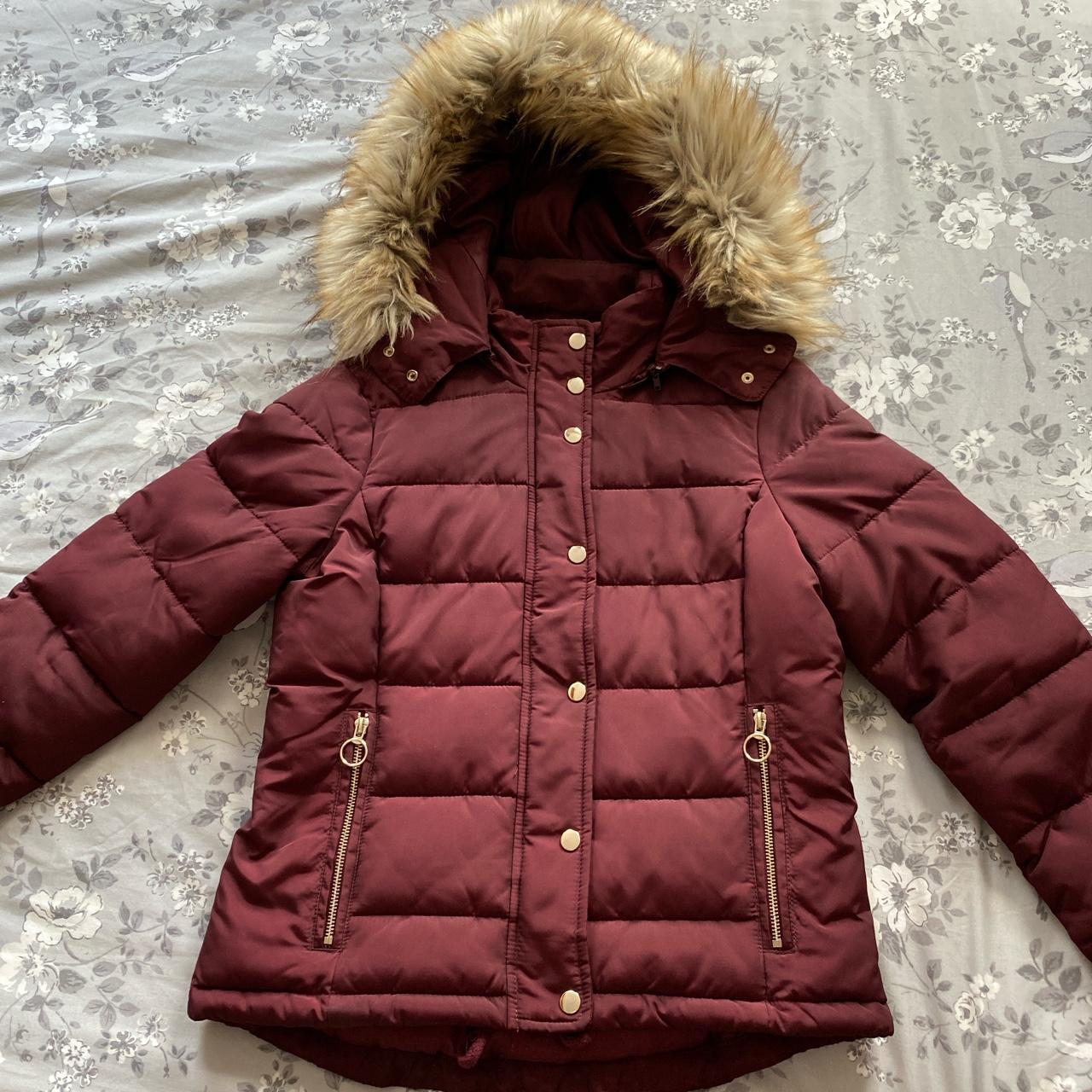 Topshop burgundy hot sale puffer jacket