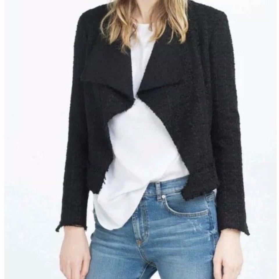 zara black waterfall jacket