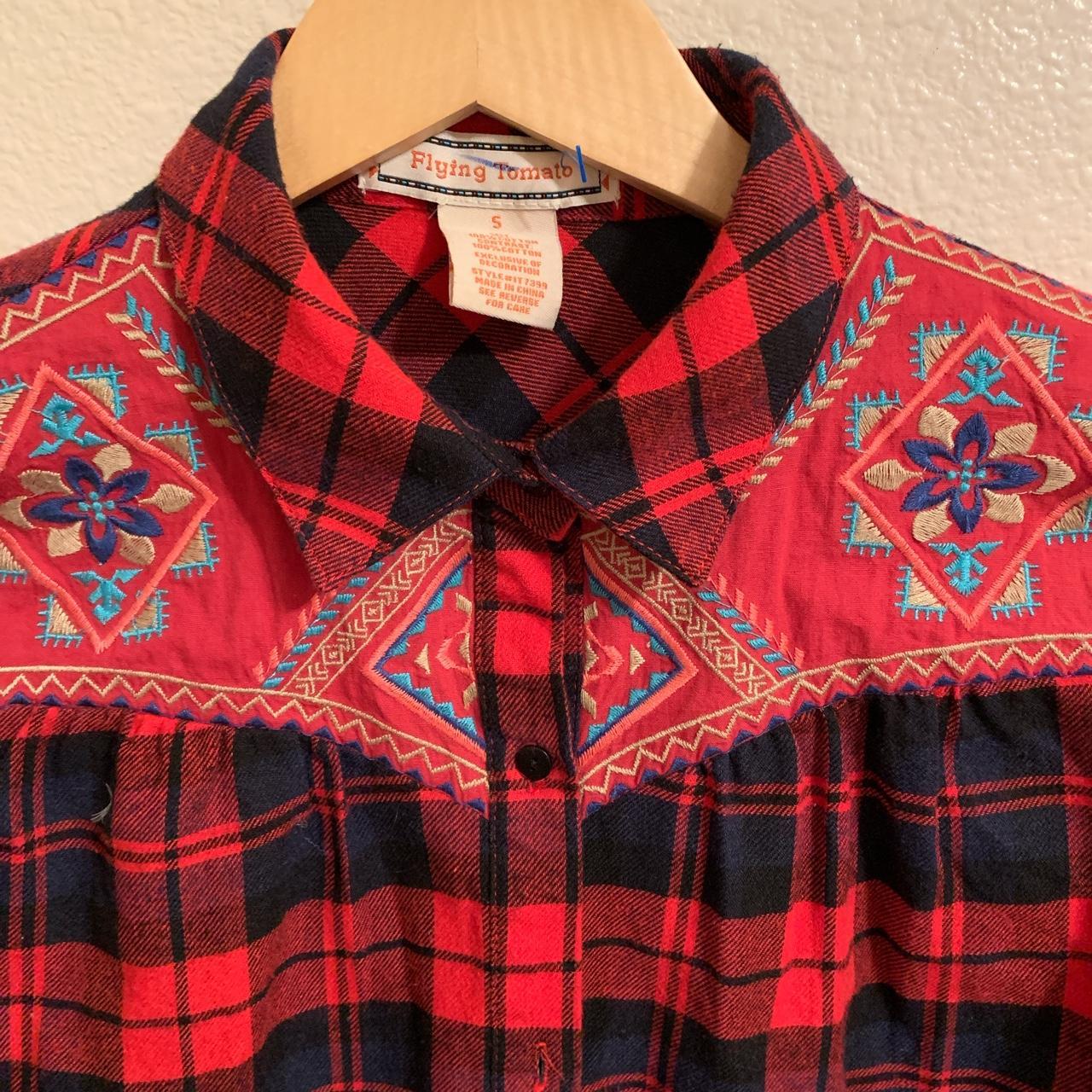 Embroidered flannel shirt by flying tomato. Like... Depop