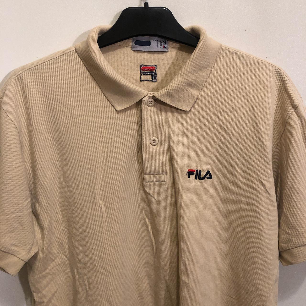 Fila Vintage Tanned Polo Shirt with Embroidered... - Depop