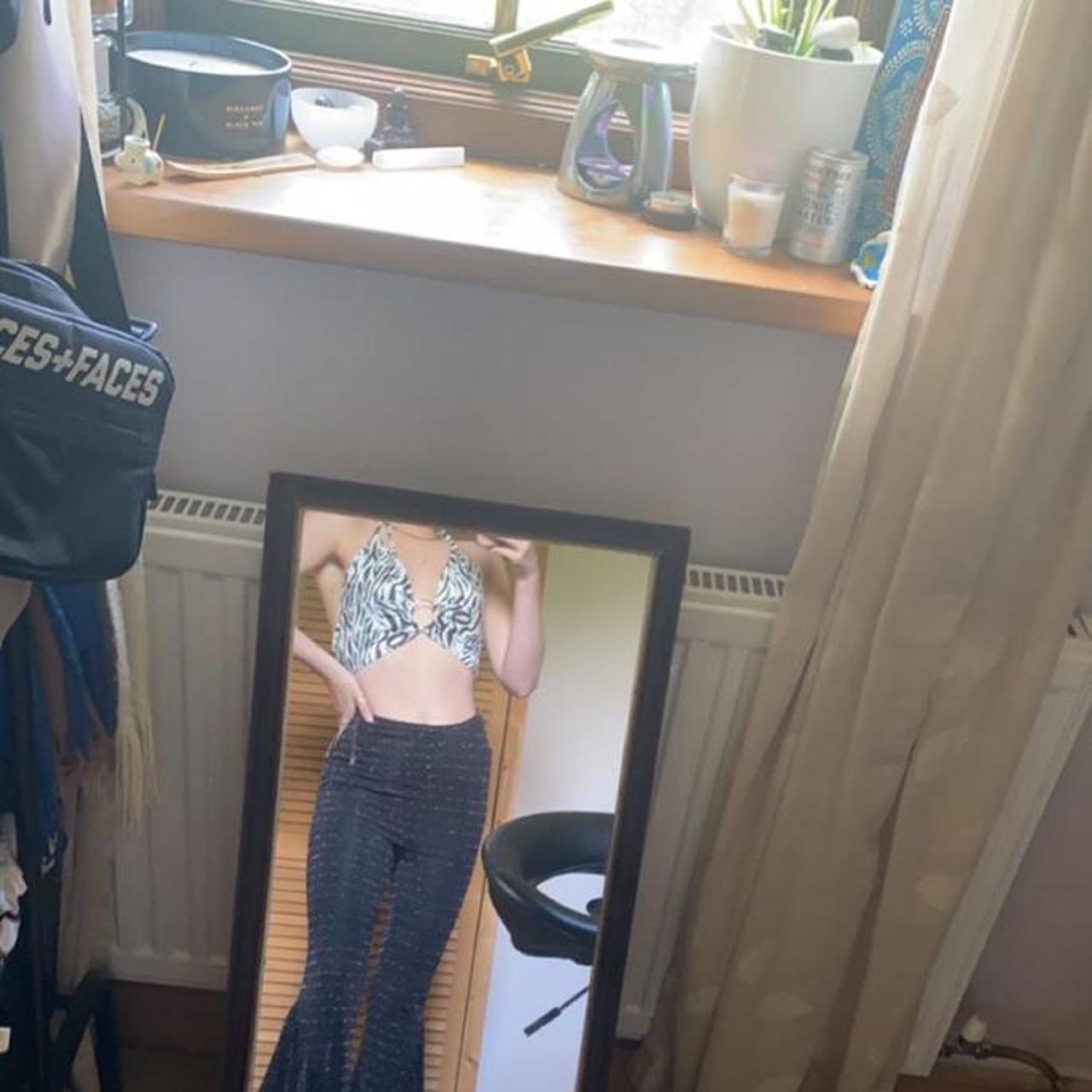 Zebra halter top with tie back. Worn once to a... - Depop