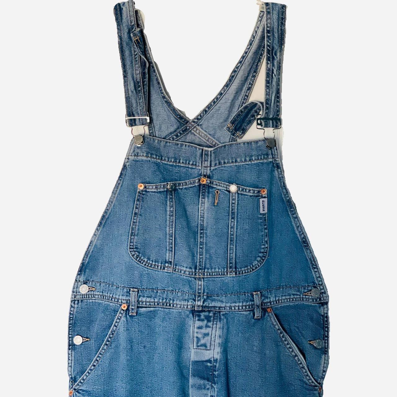 Guess Men's Blue and Blue Dungareesoveralls Depop