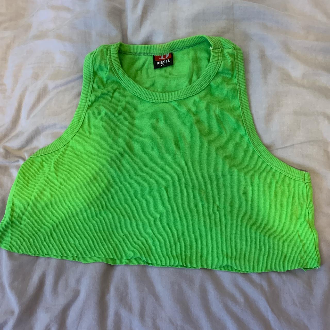 Cropped Diesel green vest top 💚 Would fit size 6-10... - Depop