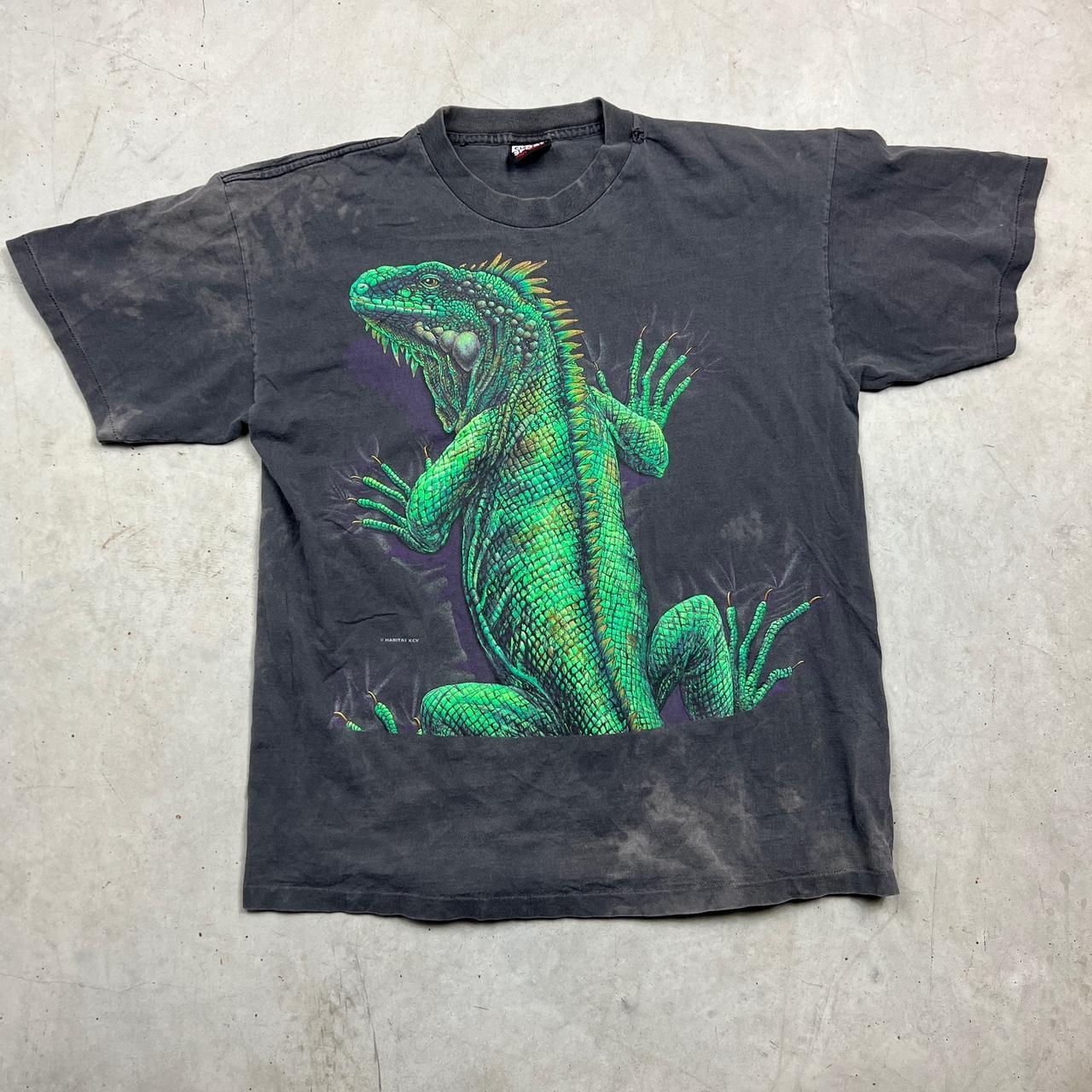 Vintage 90s Lizard Double Sided Tee Shirt Single... - Depop