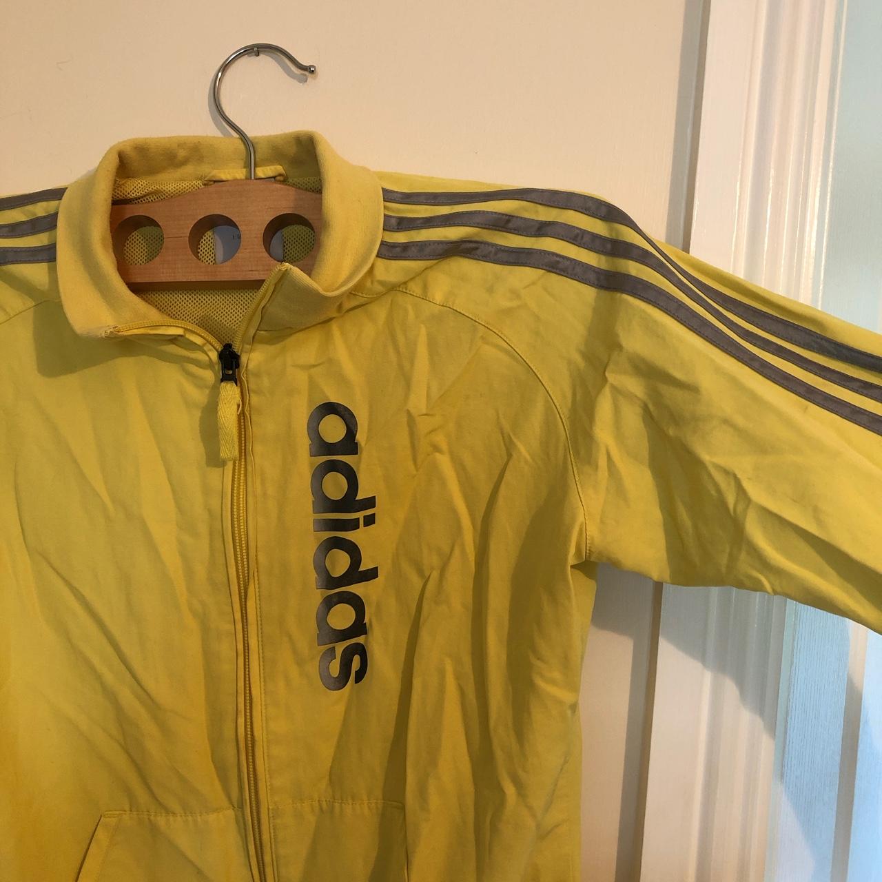 Adidas Women's Yellow and Silver Jacket Depop