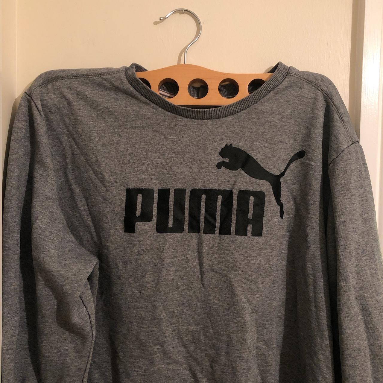 Puma Women's Grey and Black Sweatshirt | Depop