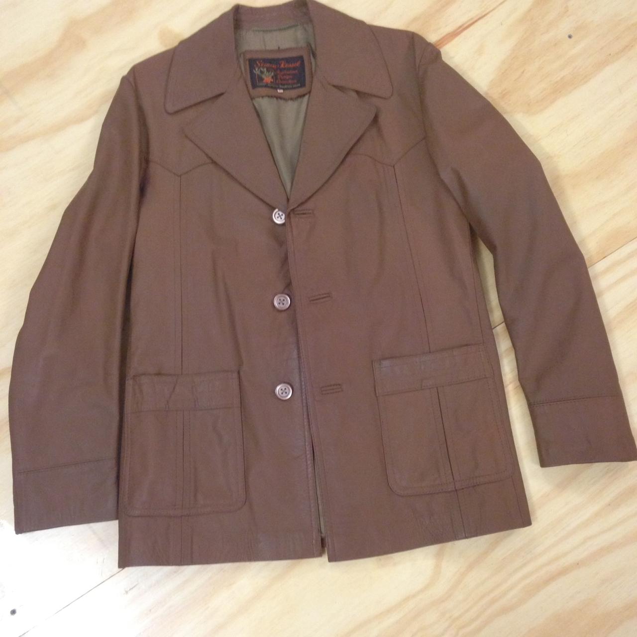Vintage Simon Kessel Golden Leaf 💯 Leather jacket... - Depop