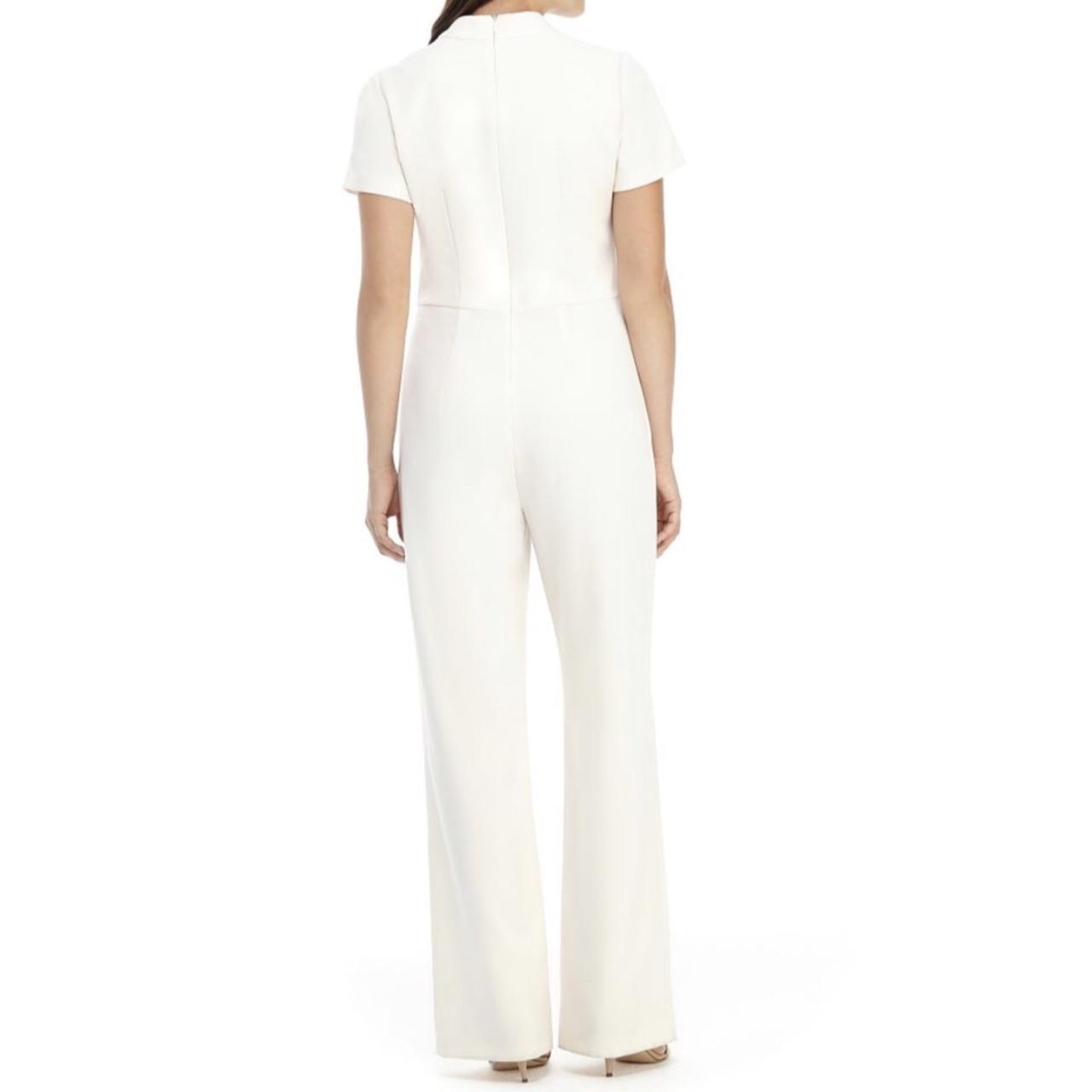 Halston Women's Cream and White Jumpsuit | Depop