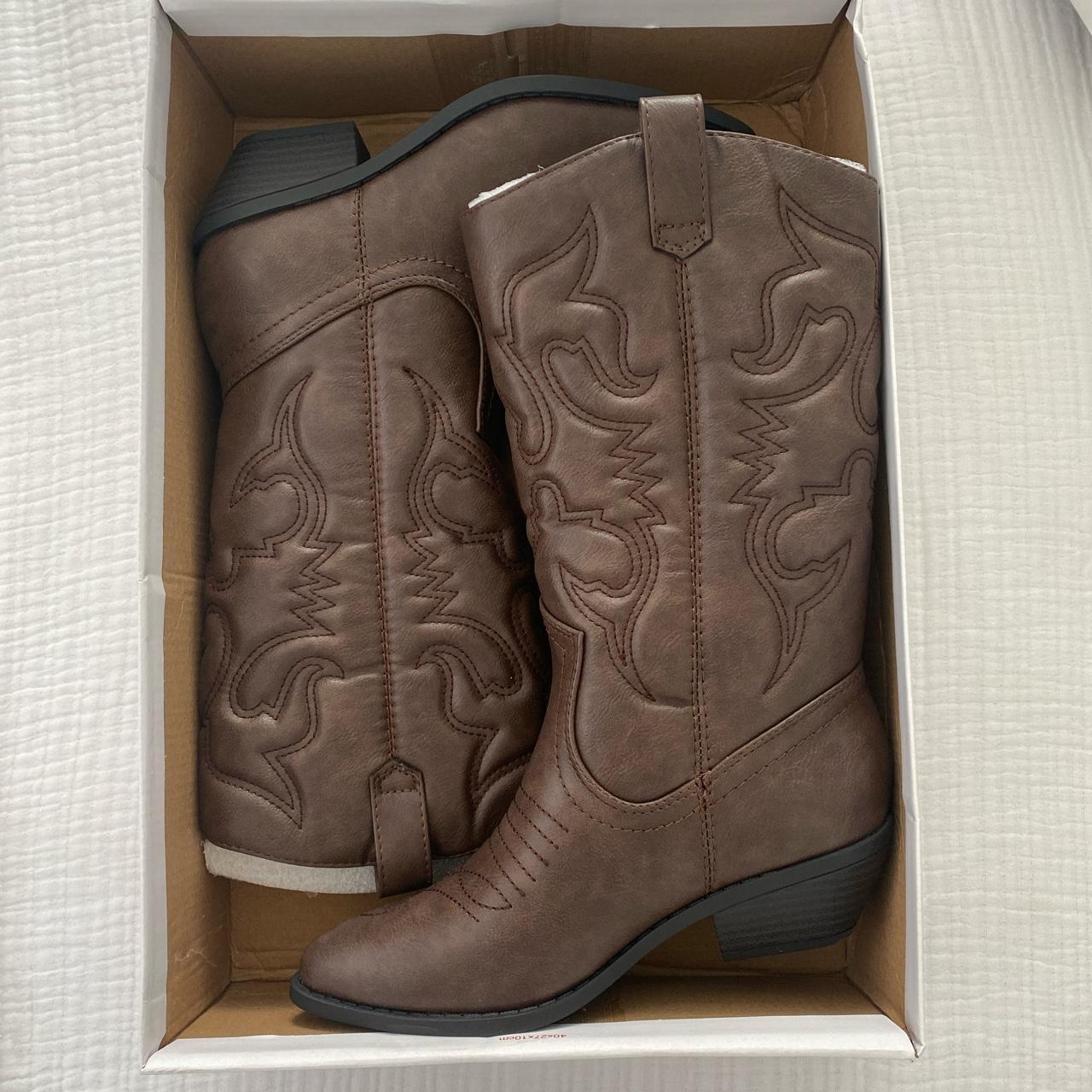 Brown western cowgirl boots never worn in perfect... Depop