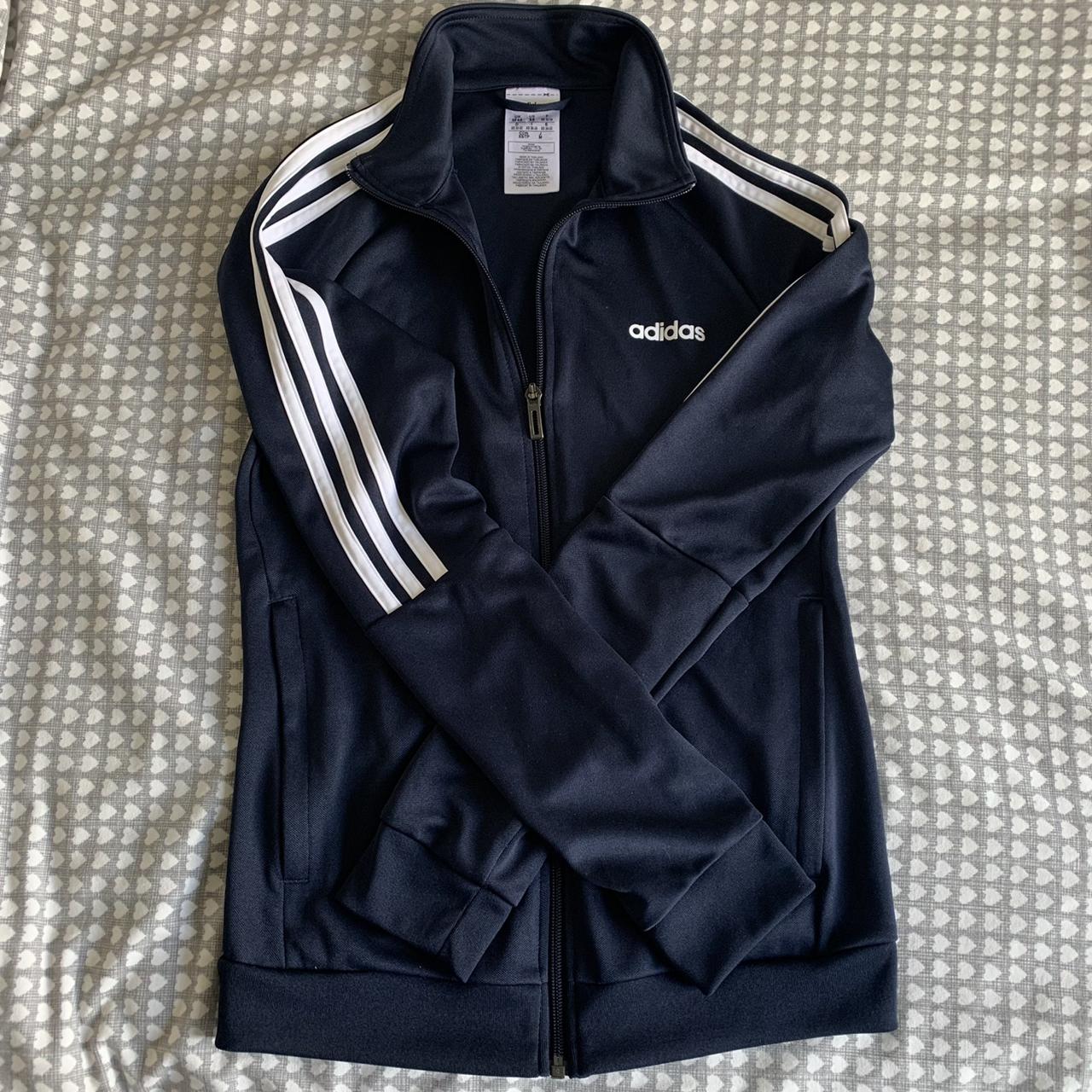 Adidas navy blue zip up jacket. Full length zip with... - Depop