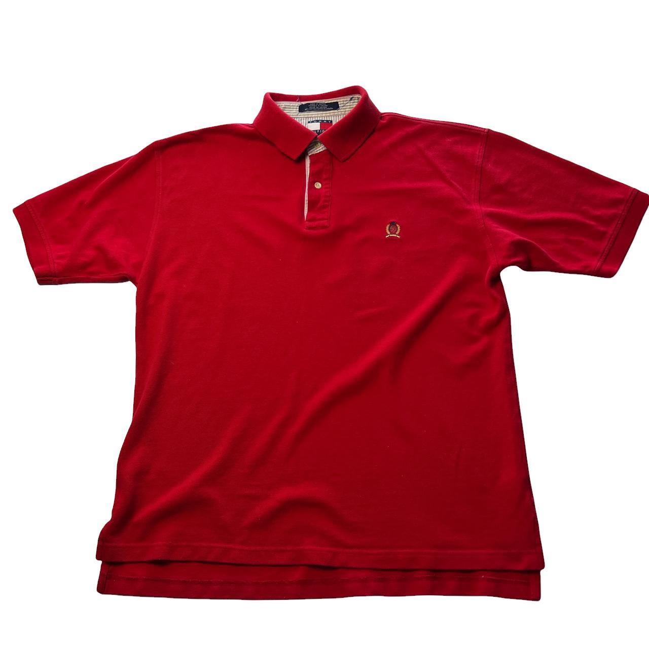 Tommy Hilfiger polo shirt A stunning red Tommy... - Depop