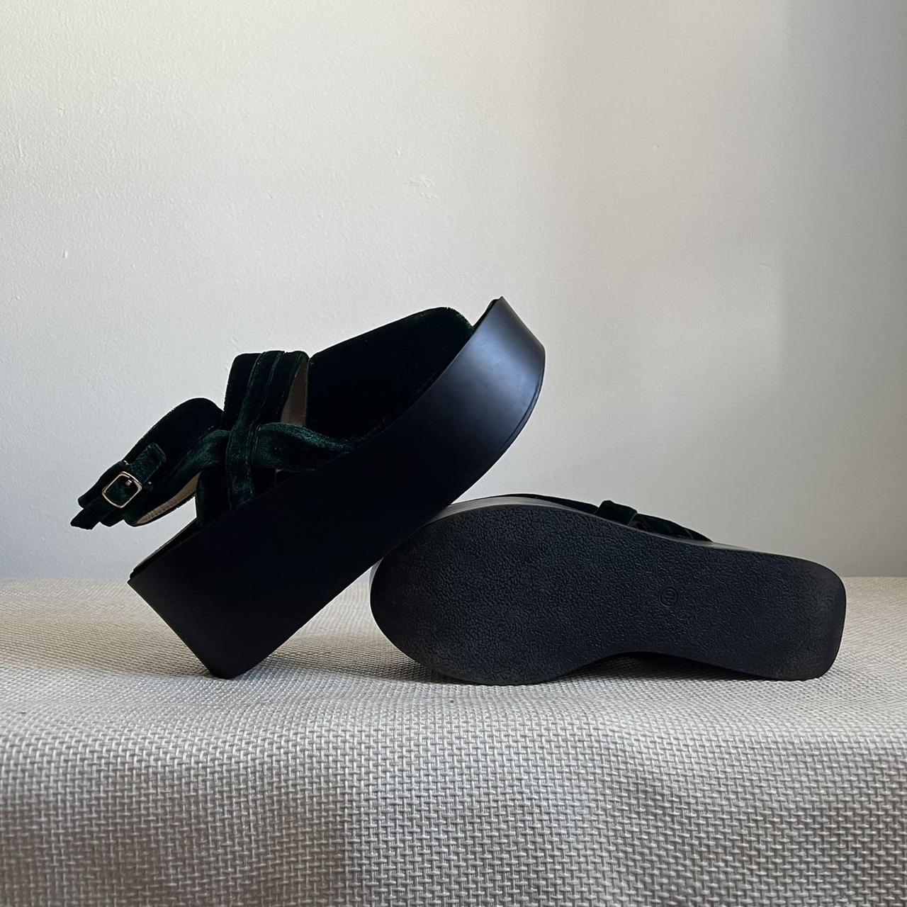 Nasty Gal green velvet platform sandals (Only worn... - Depop