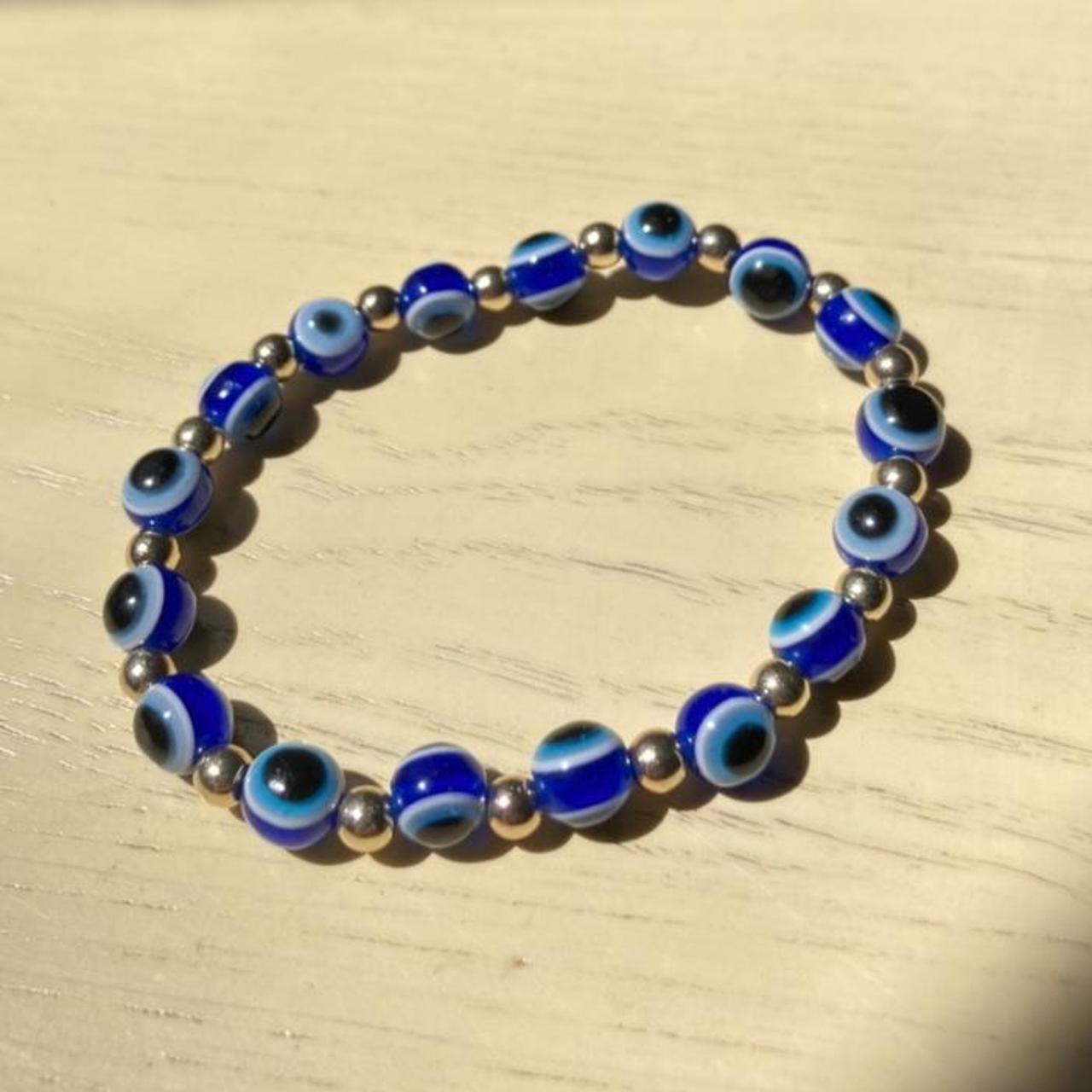Mini nazar evil eye gold beaded bracelet This... Depop