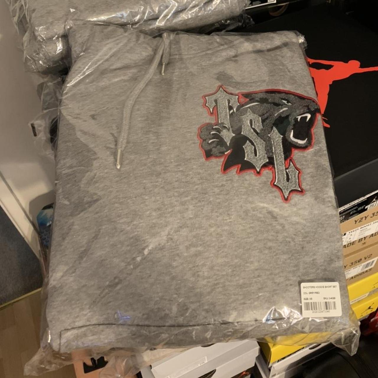 Trapstar Shooters Hoodie Short Set “Grey/Red” Depop